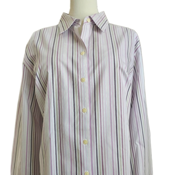 Eddie Bauer Wrinkle Resistant Striped Long Sleeve Button-Up Blouse/Shirt XXL - Picture 1 of 12
